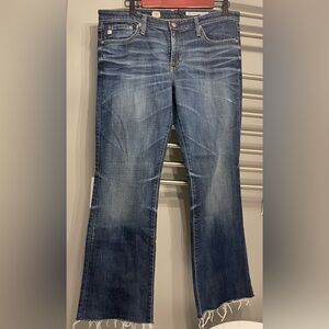 AG Adriano Goldschmied Angel Bootcut Jeans Size 32 Distressed Raw Hem Boho
